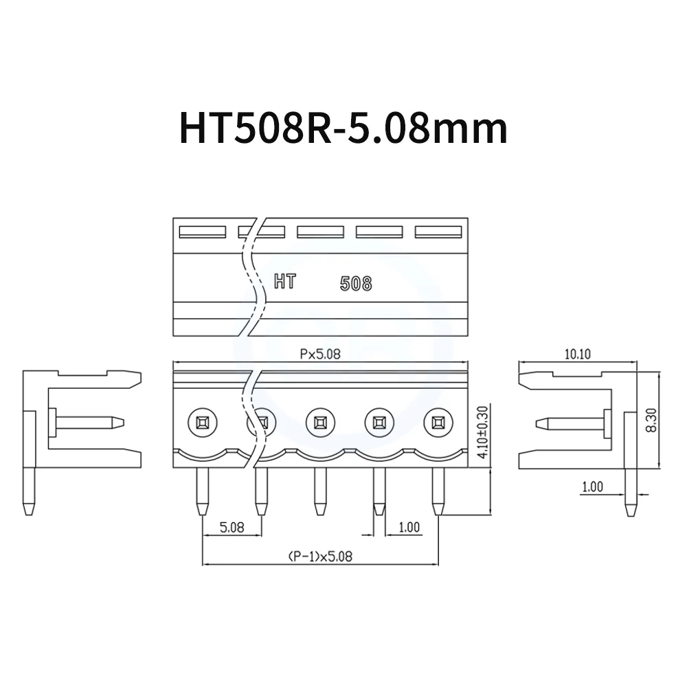 (5 Sets) HT508K 5.08mm plug-in PCB terminal HT 508K 508V 508R 5.08 right Angle pin plug terminal set of 2-12Pin
