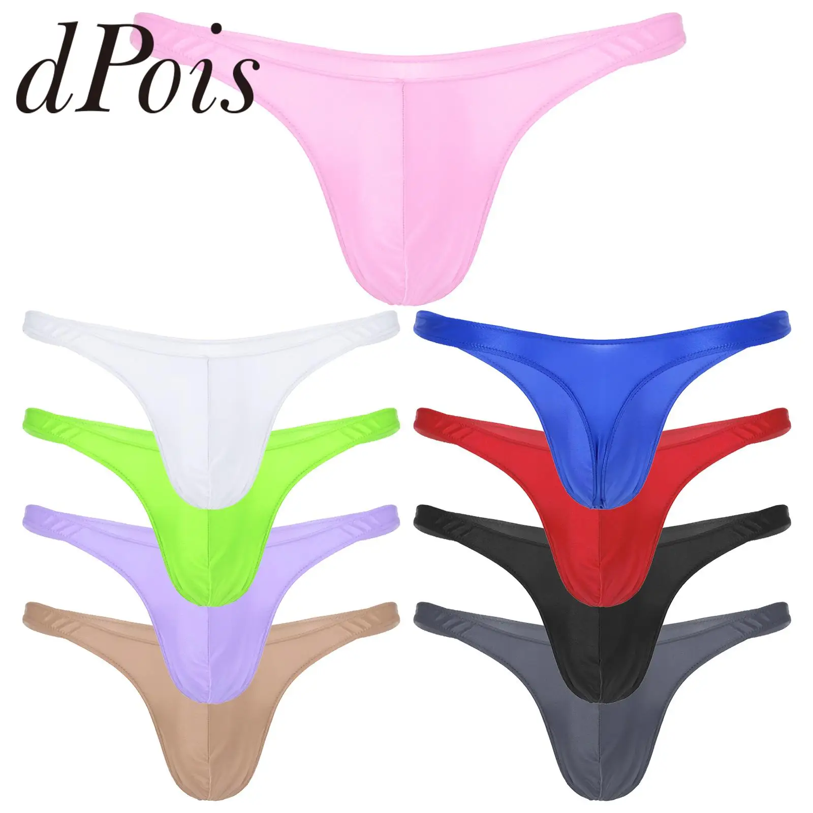 Swimwear Mens Low Waist Swimming Briefs Bulge Pouch Thongs Underwear Solid Color Glossy Panties Underpants Sunbathing Swimsuit