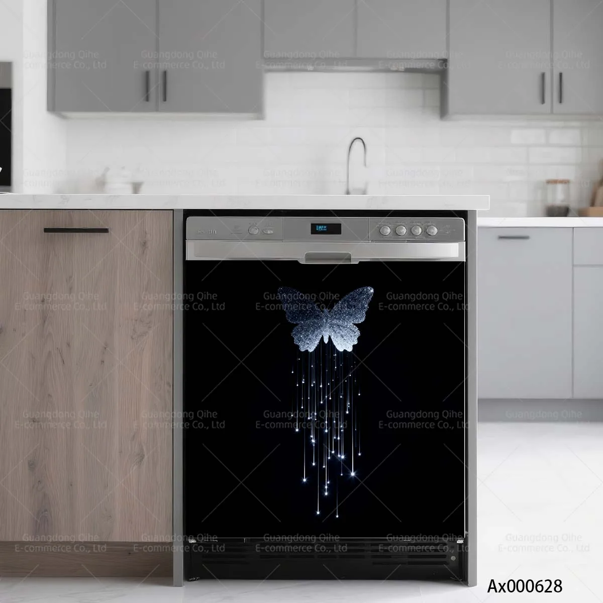 Romantic Gradient Butterfly Dishwasher Stickers Waterproof Decals for Kitchen Door Covered Wallpaper Self-adhesive Kitchen Decor