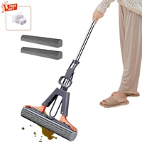 28cm/34cm Sponge Mop Super Absorbent Dust Removal Hands-Free Washing for Kitchen Bathroom Hardwood Tile Laminate Floors Cleaning