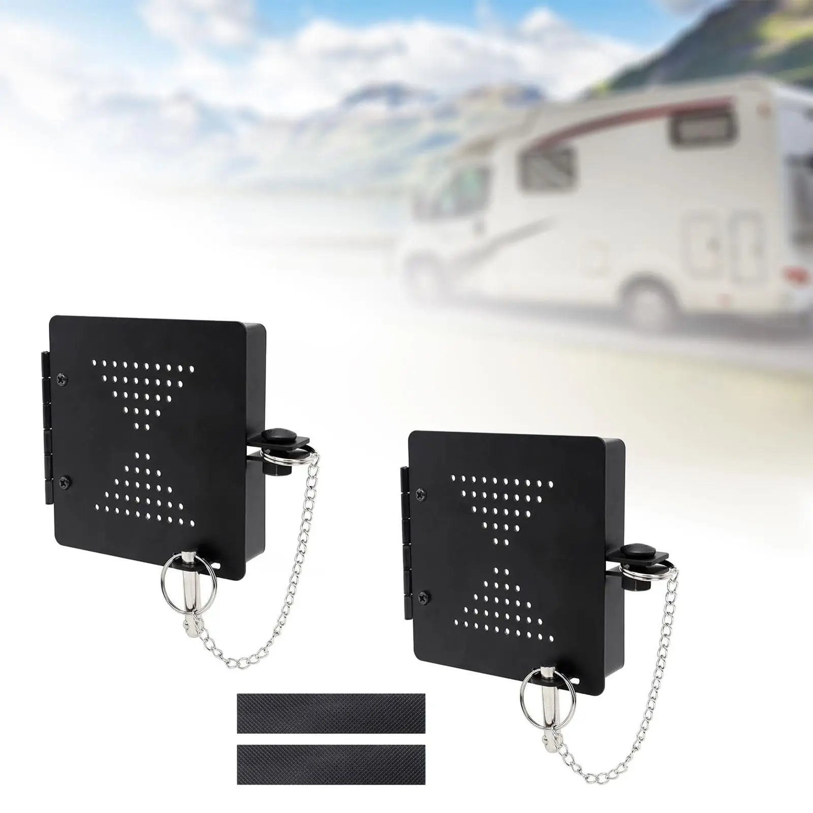 

2Pcs RV Bumper Cap Covers Travel Replacement Carbon Steel Black Square Caps