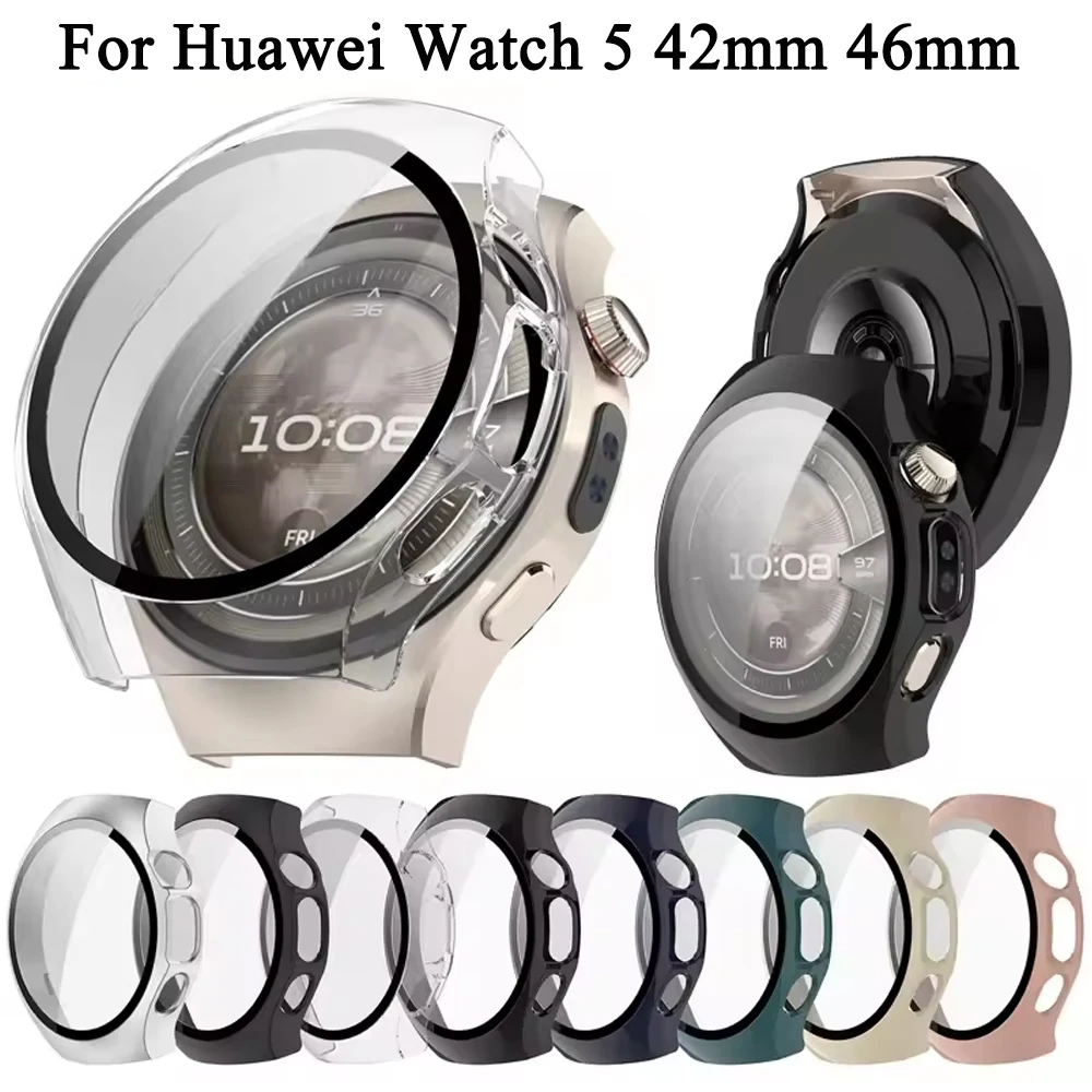 Hartes PC-Gehäuse Glas für Huawei Watch 5 46 mm 42 mm Abdeckung Rundum-Displayschutz Stoßstange für Huawei Watch 5 46/42 mm Abdeckung Shell