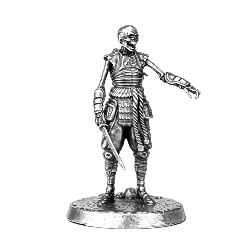 Metal Skeleton Undead Warrior Miniature Figurine, Tabletop Game Chess Piece, Desktop Ornament, Collectible Gift for Men