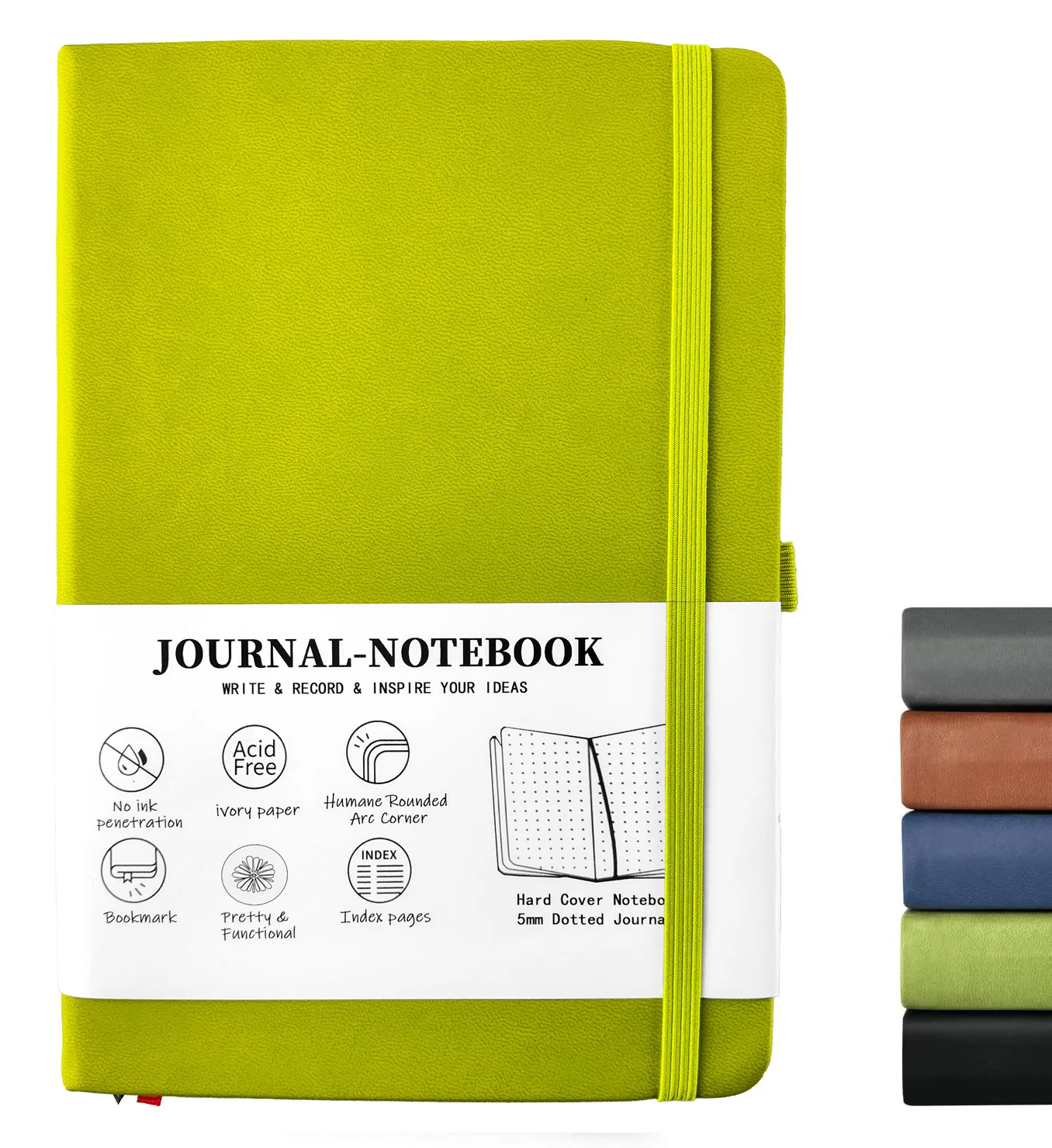 A5 Punktiertes Notizbuch Bullet Hardcover Tagebuch 120g/m² Journal Kreatives Trendiges Tragbares Einfarbiges 4-Farben-Punktraster-Notizbuch – Detail 9