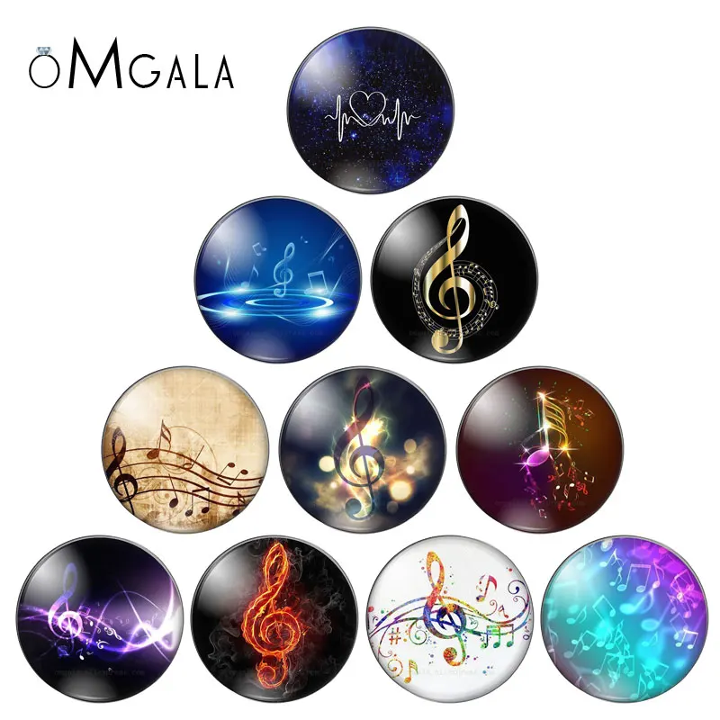 New Music notes Beauty 10pcs 10mm/12mm/18mm/20mm/25mm Round photo glass cabochon demo flat back Making findings ZB0680