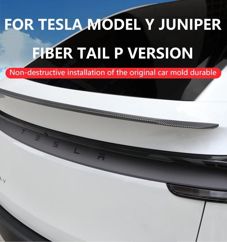 Real Carbon Fiber Hohe Leistung Spoiler Für Tesla Modell Y Juniper 2025 Hinten Stamm Schwanz Flügel Auto Außen Zubehör Neue – Detail 1