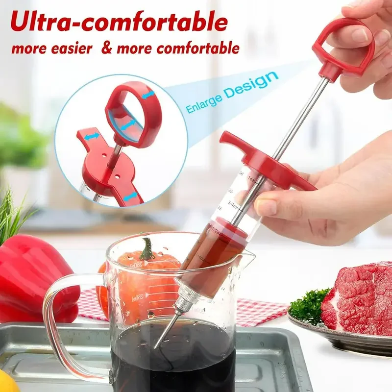 حاقن ماء مالح اللحوم 30 مل - حقنة المطبخ للنكهة العميقة، الديك الرومي العصير، الدجاج ولحم البقر أداة توابل سهلة للطهي المنزلي