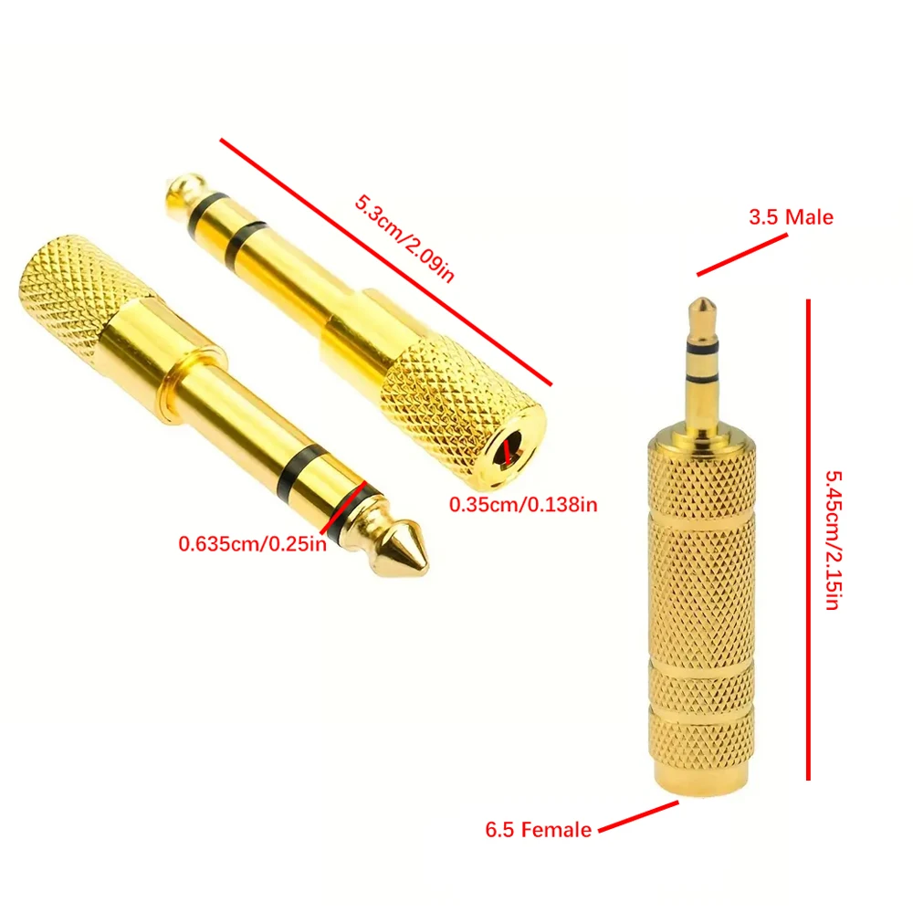 1/2 Pair 3.5mm Male to 6.35mm Female Adapter,Pure Copper 6.35mm Male to Female Connector For Microphone Amplifier Audio Headset