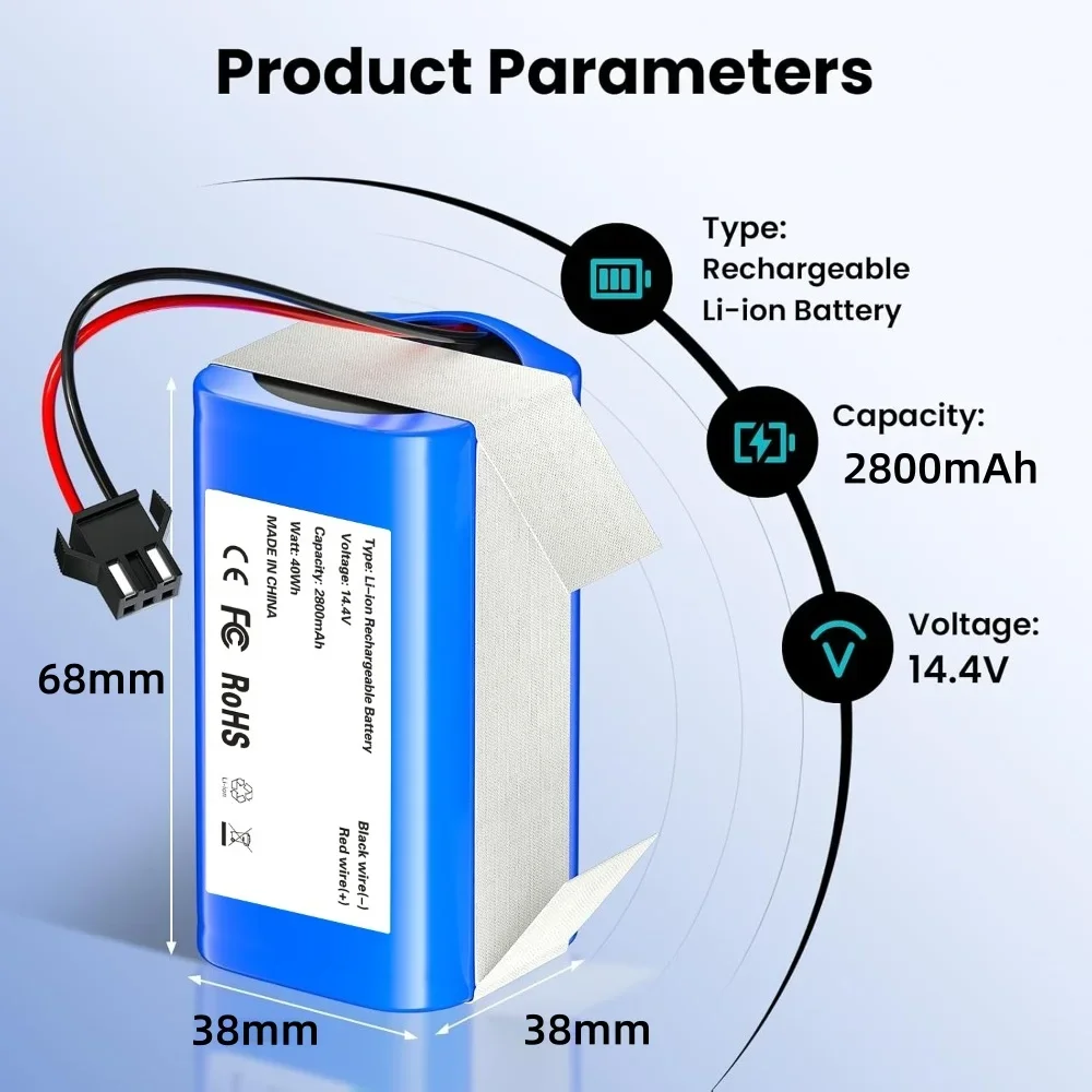 

14.4V 6800mAh Replacement Battery for Ecovacs Deebot N79 N79S Eufy RoboVac 11 11S RoboVac 30 Conga Excellent 990 1090 1790 1990