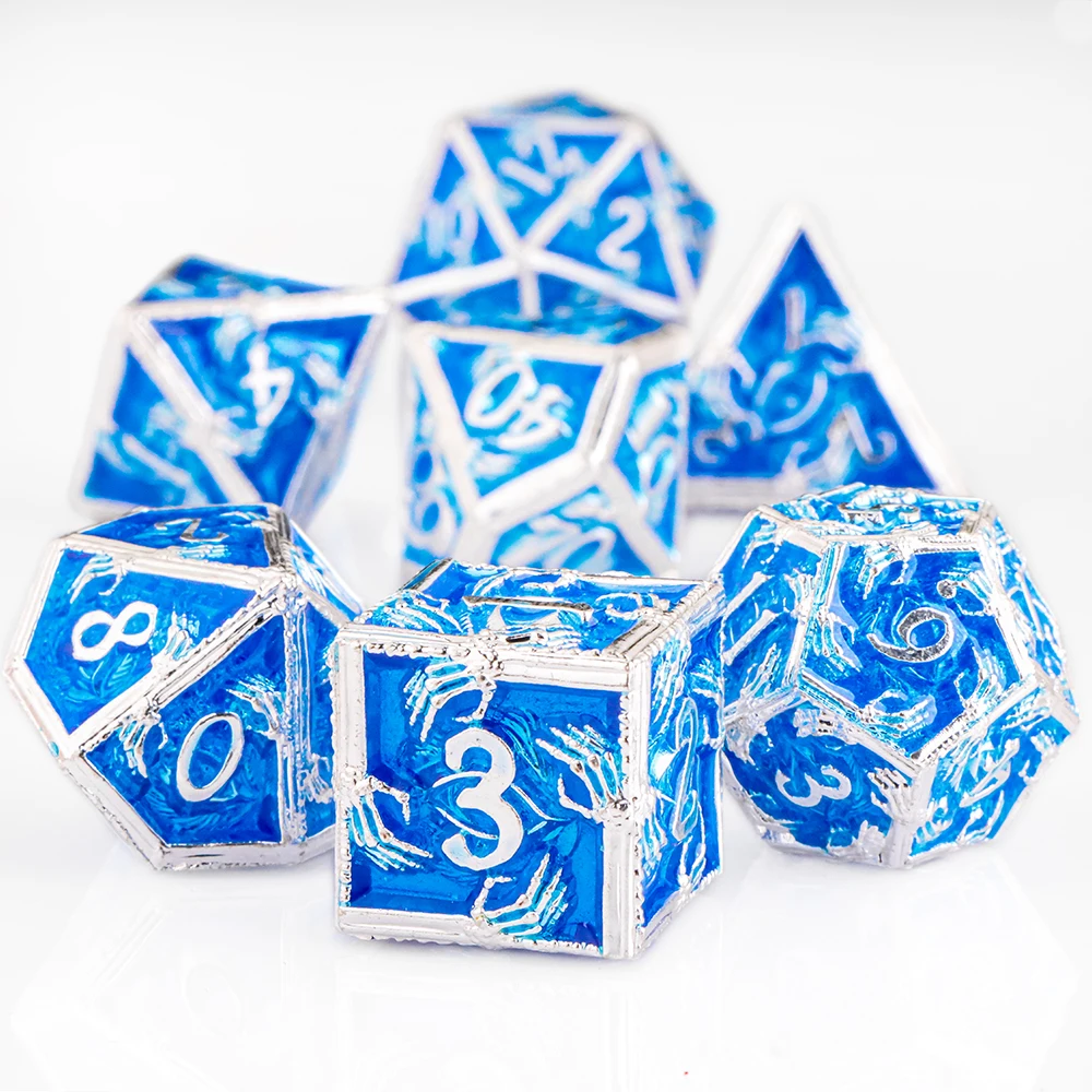 

Рождественский набор металлических кубиков из 7 предметов, многогранные игральные кости с призмой и острыми краями для DND RPG, подарок на Хэллоуин, День Благодарения, подарок для него