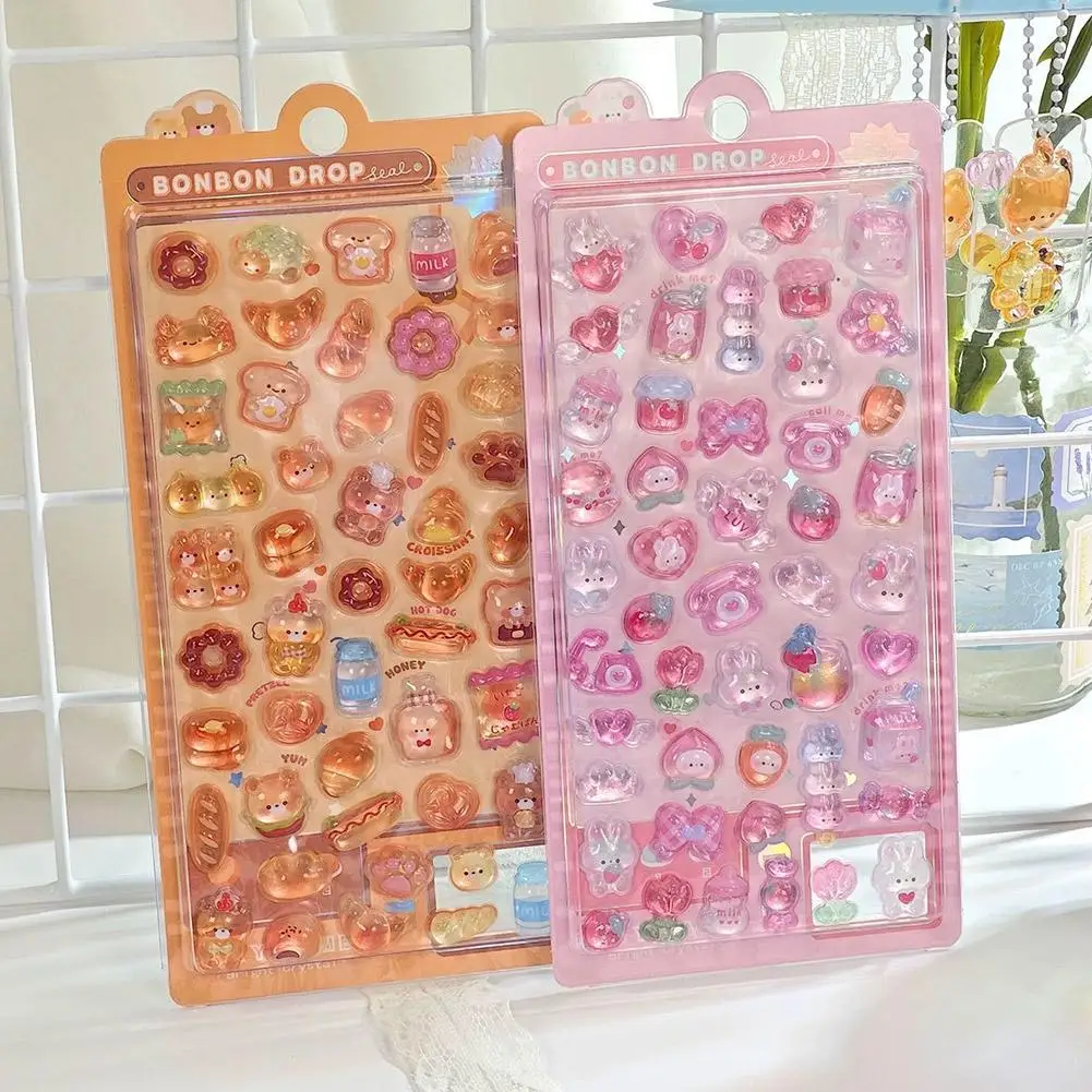 3D Fun Stickers Relief Sticker Decoration Sticker 3D Embossed Sticker Jelly Sticker Children Girl DIY Handbook Scrapbook Sticker