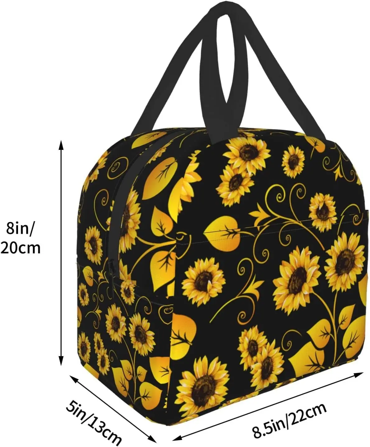 Sunflower Insulated Lunch Bag for Women Men Washable Cooler Tote Bag Reusable Lunch Box Lightweight for Office Work Picnic Beach