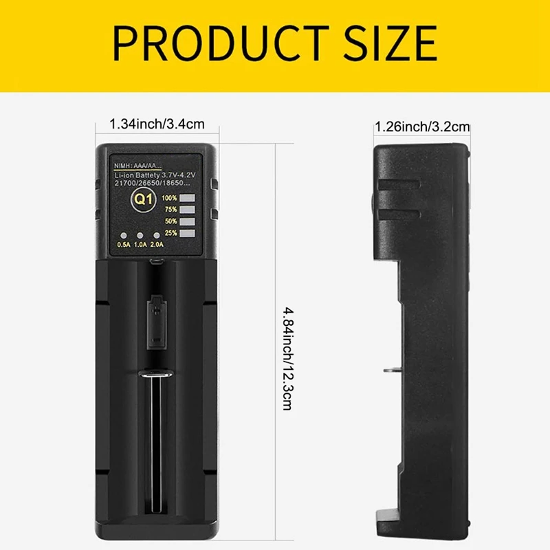 18650 Battery Charger 26650 Usb Smart Nickel Hydrogen Aa Aaa 21700 Single Slot Lithium Battery Charger