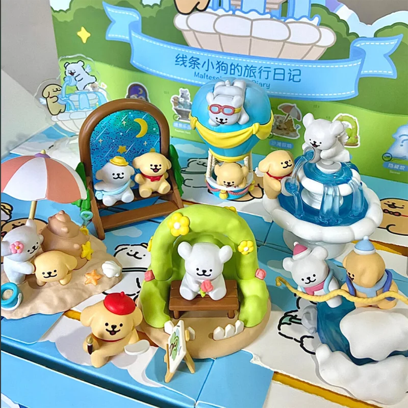 

Miniso Maltese's Travel Diary Series Blind Box Maltese Action Figures Dog Toy Mystery Box Suprise Bag Decor Collect Model Gifts