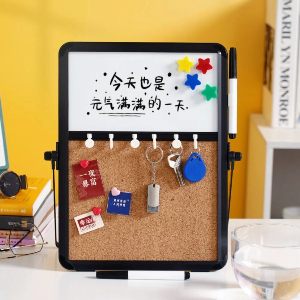 Magnetic Cork Message Board Hanging/Free Standing Rotate Stand Notice Pin Board Set Metal Frame Decorative