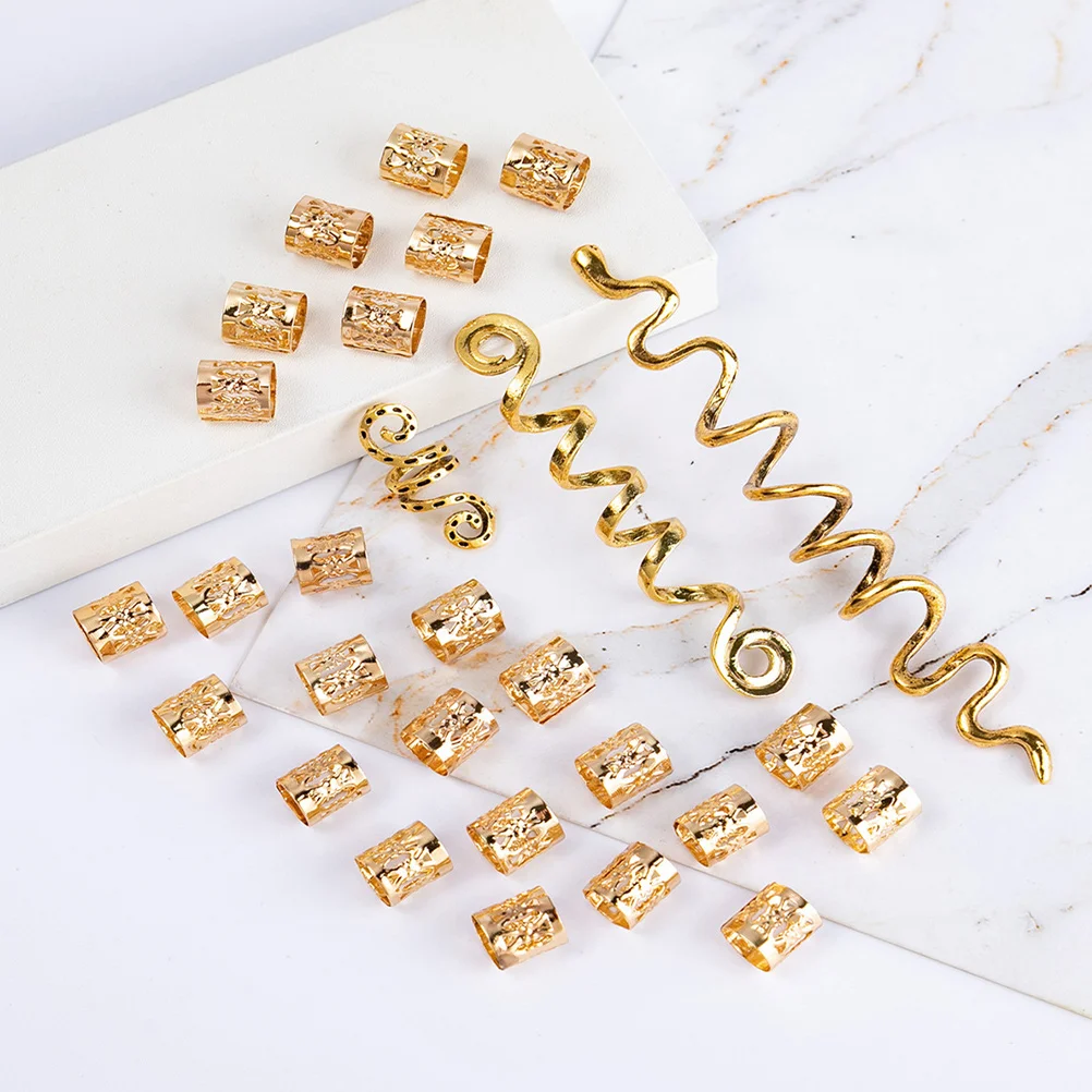 

28 Pcs Metal Ring Accessories Smooth Edges Hair Jewelry for Braids Dreadlock Cuffs Fashionable Hair Rings Braid Charms