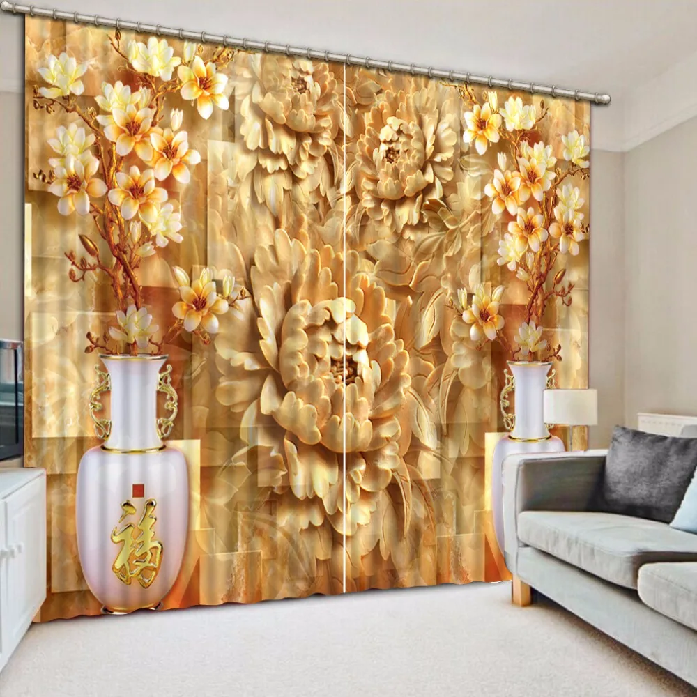 Fashion Customized Magnolia flower curtains Modern Luxury 3D Curtains Drapes For Bed room Living room Office Hotel Cortinas