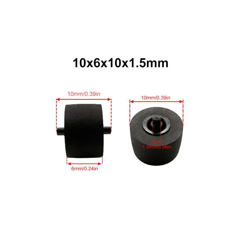 10Pcs 10x6x1.5x10mm  Radio Movement Pinch Roller Wheel With Shaft For Tape Recorder Cassette Player Audio Accessories