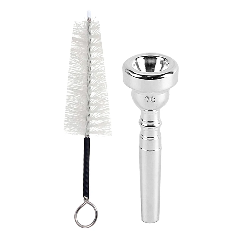 

Silver Plated Trumpet Mouthpiece Metal Shape Easy Blow Clear Tone Cleaning Brush For Professionals Beginners C507A Brass
