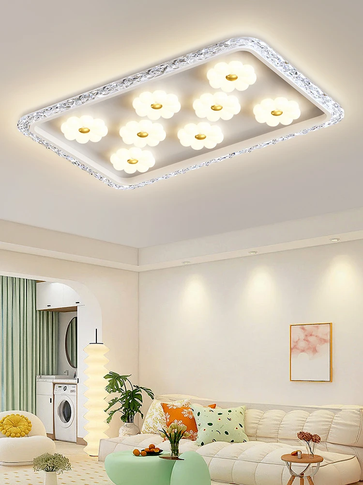 2023 Flower LED Ceiling Lamp Is Used For Dining Room Bedroom Living Kitchen Pearl White Dimmable Remote Control Home Decoration