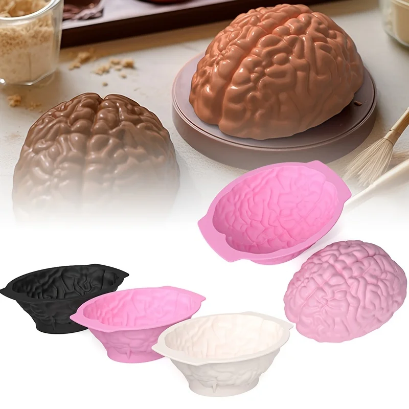 Silicone Brain Shape Mold For Diy Ice Cubes Puddings Chocolates Cakes Halloween Christmas Festival Party