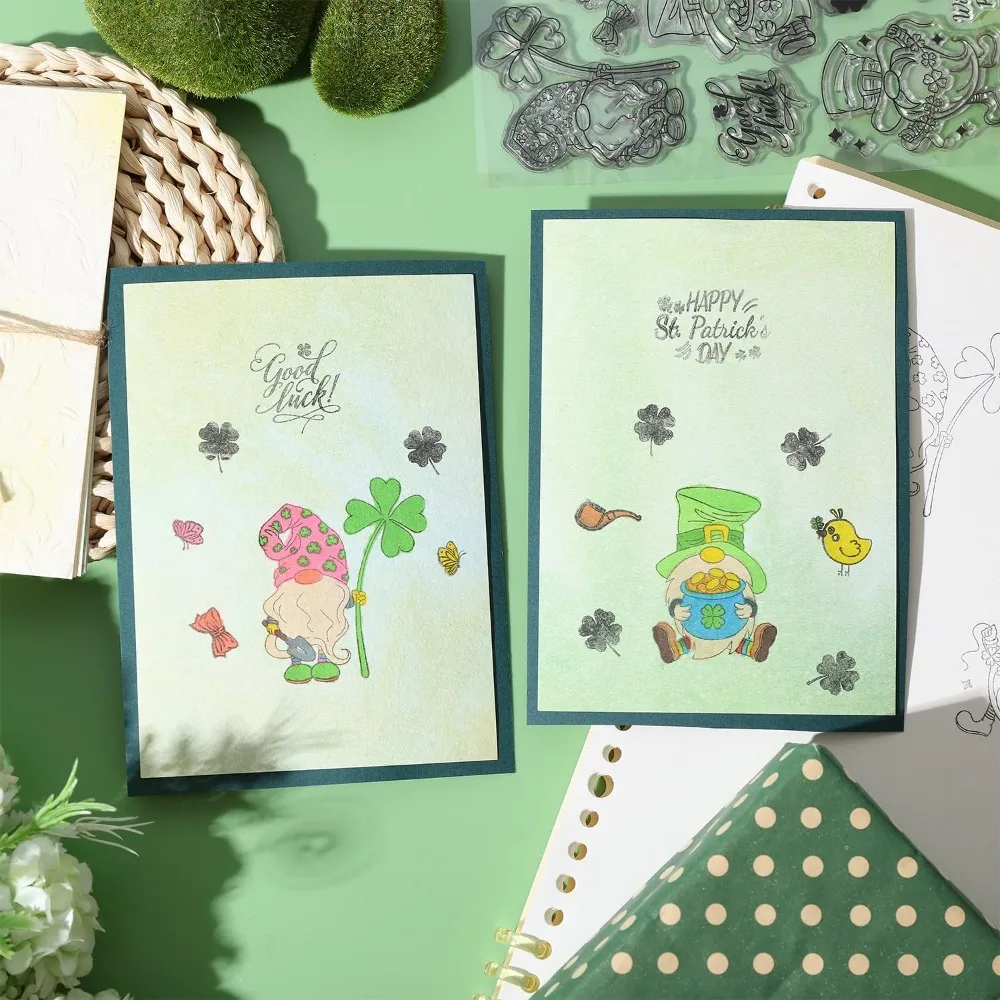 جنوم سيليكون واضح Stamps قزم ختم شفاف لعيد القديس باتريك عيد الميلاد عيد الميلاد عيد الحب بطاقات صنع #6
