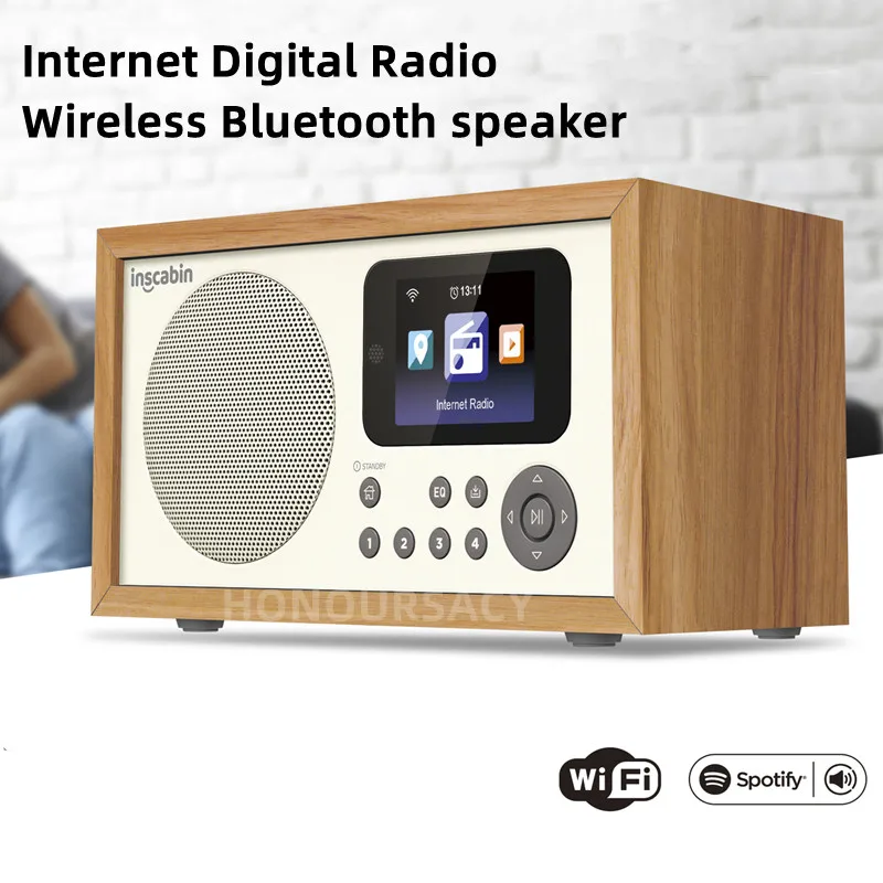 WiFi Internet Digital Radio Bluetooth 5.0 Speakers MP3 Player with LED Digital Display Support U Disk Alarm Clock Home DAB Radio