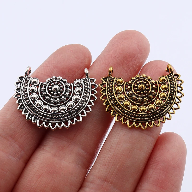 30 x Tibetan Silver Dangle Hoop Vintage Ethnic Earring Charms Pendants For Necklace Jewelry Making 44x34mm image 6