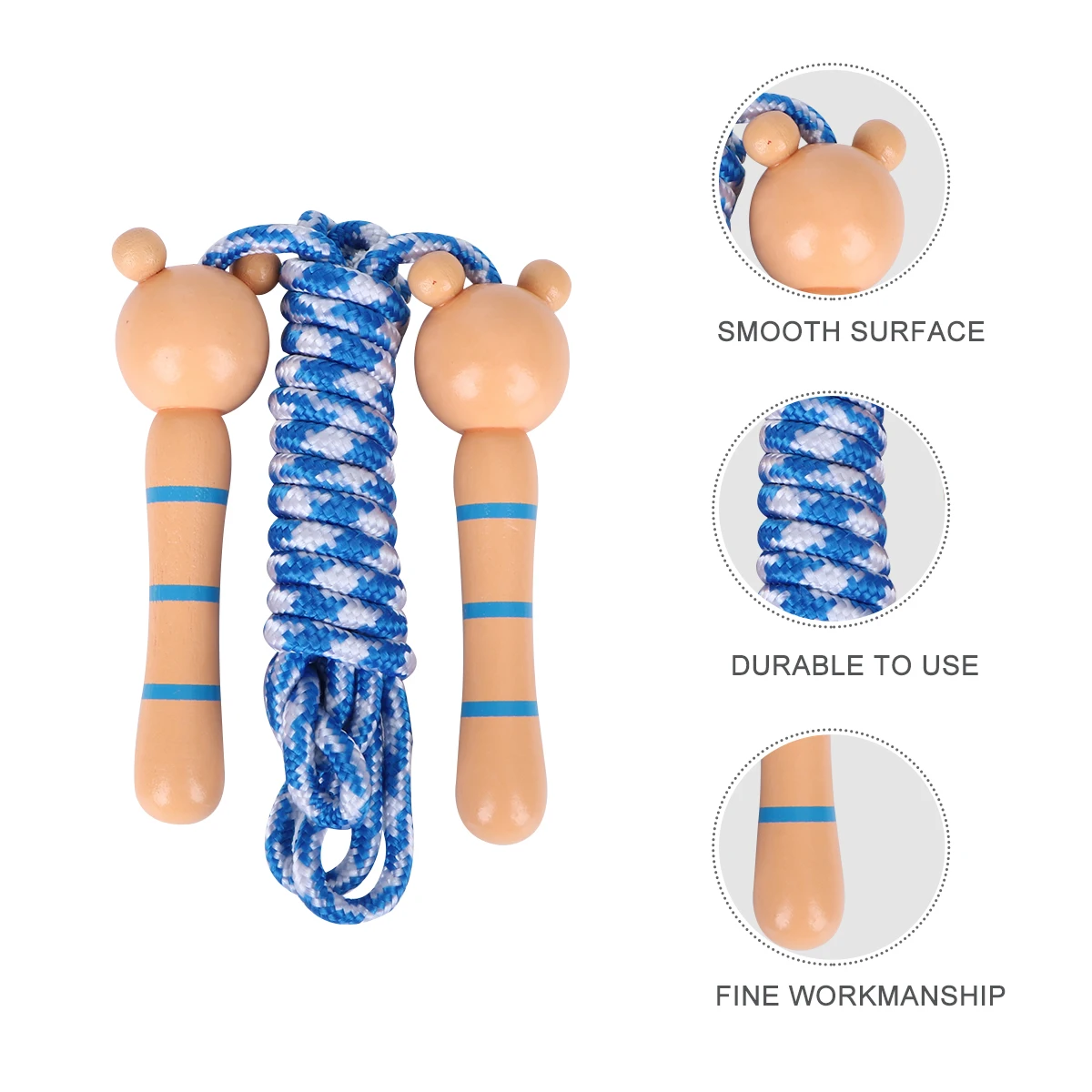 

2 pcs Wooden Handle Skipping Rope For Kids Children Skipping Ropes Cartoon Jumping Ropes Soft Tangle-Free Durable Training