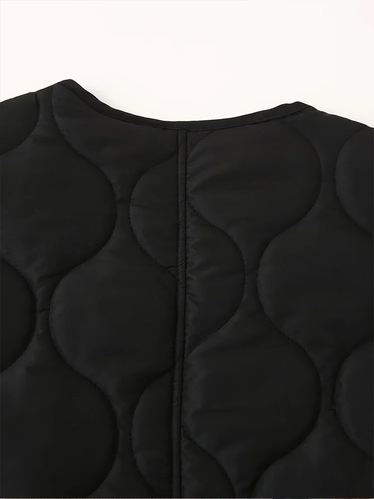 Veste en coton matelassé à col rond pour femmes, simple boutonnage, vêtements amples, style européen et américain, à la mode, nouveau