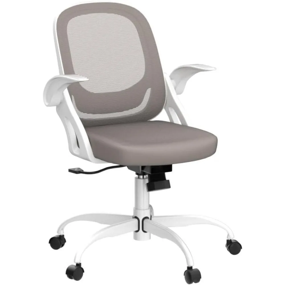 Silla de escritorio de trabajo para el hogar y la Oficina, asiento ergonómico giratorio para ordenador, silla de escritorio de malla transpirable con ruedas, brazos abatibles