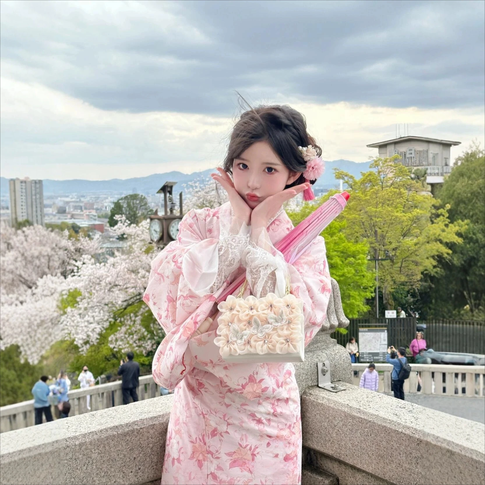 New Improved Japanese Kimono Women Pink Traditional Yukata Costume Kawaii Kami Girl Outfit For Portrait Photoshoot Photography