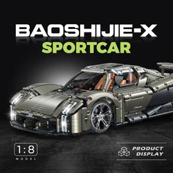 Mission X SportsCar Building Block 1:8 Scale Model Speed Champion Technical Bricks Car Desk Decoration Assembly Kid Toy For Gift