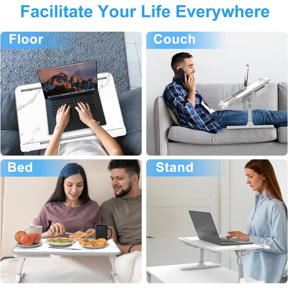 引き出し付きの調節可能なラップトップ,折りたたみ式のX字型テーブル,ベッドとソファ用のテーブルトレイ,床の書き込み