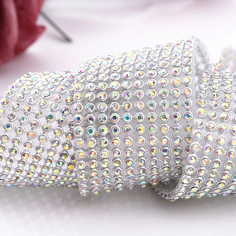 8rows Gold Crystal Rhinestone Chain Trim Hotfix Glass Gold Base Rhinestone Ribbon Clear Rhinestone Tape Trim Iron on Shoes