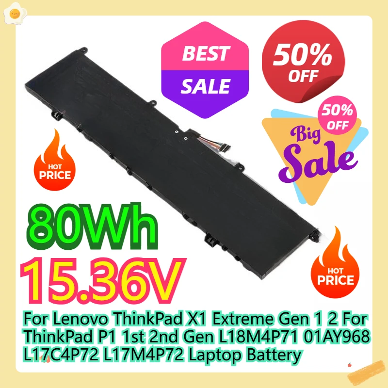 

For Lenovo ThinkPad X1 Extreme Gen 1 2 For ThinkPad P1 1st 2nd Gen L18M4P71 01AY968 L17C4P72 L17M4P72 Laptop Battery