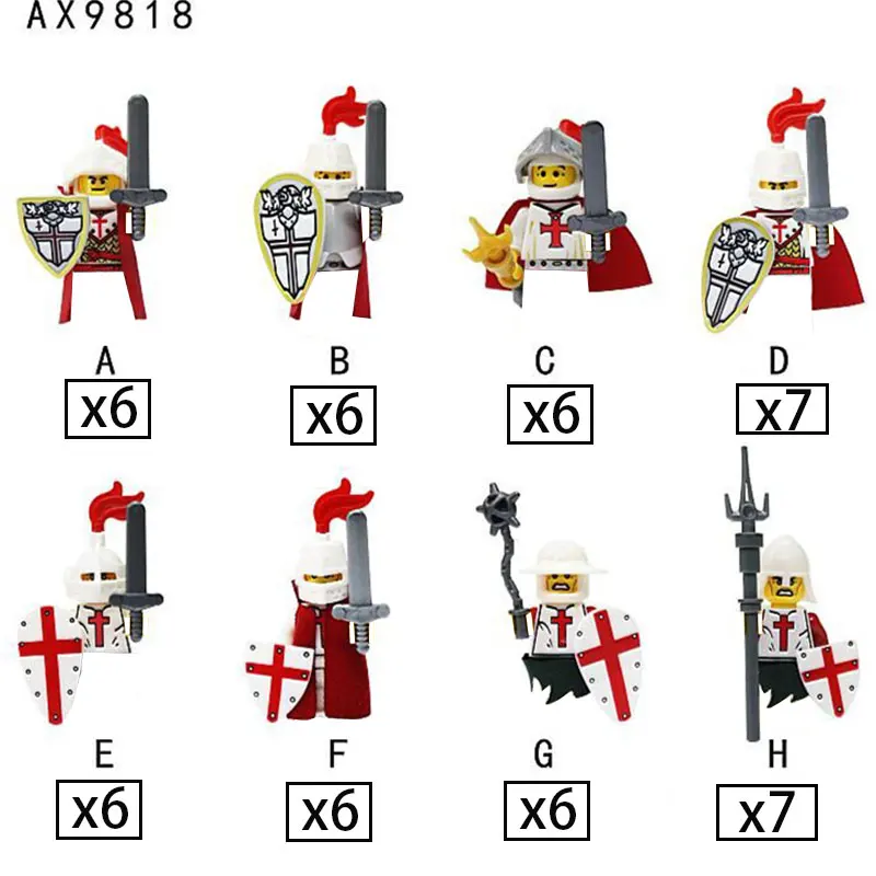 

Medieval Knight Armored Soldiers Action Figures MOC Building Block War Army Sword Shield Weapons Accessories Bricks Boy Toy Gift