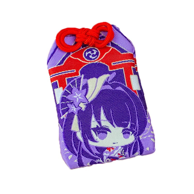 Genshin Impact zhong li Tartaglia Klee Polyester Embroidery Omamori Pray Fortune Safe Bag Guard Talisman Pendant Keychain Amulet