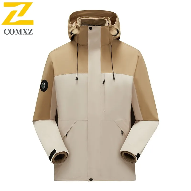 

COMXZ Classic Coat Big Size Waterproof Windproof Loose Hiking Travel Biker Jacket Camping Breathable High Quality Mens Outerwear