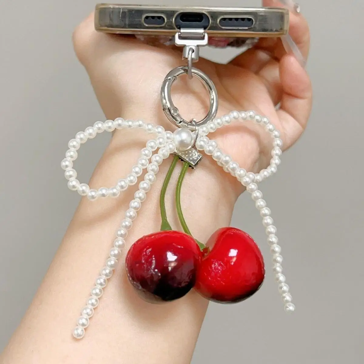 الفراولة INS نمط المفاتيح لطيف جرلي حقيبة سحر الكرز Bowknot المفاتيح لفتاة النساء الطلاب هدايا عيد الميلاد عيد الميلاد #4