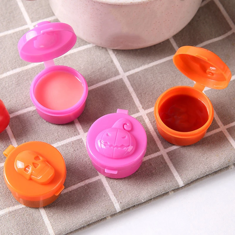 1/4Pcs Halloween Lunch Bento Sauce Container Cute Design Portable Plastic Condiment Dispenser Mini Salad Ketchup Bottle