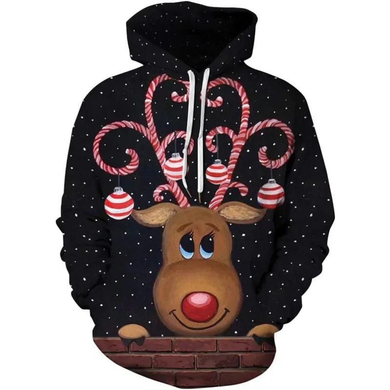 Unisex men hoodie Christmas Xmas Santa snowman sweatshirts casual 3D print kangroo pocket pullover clothing