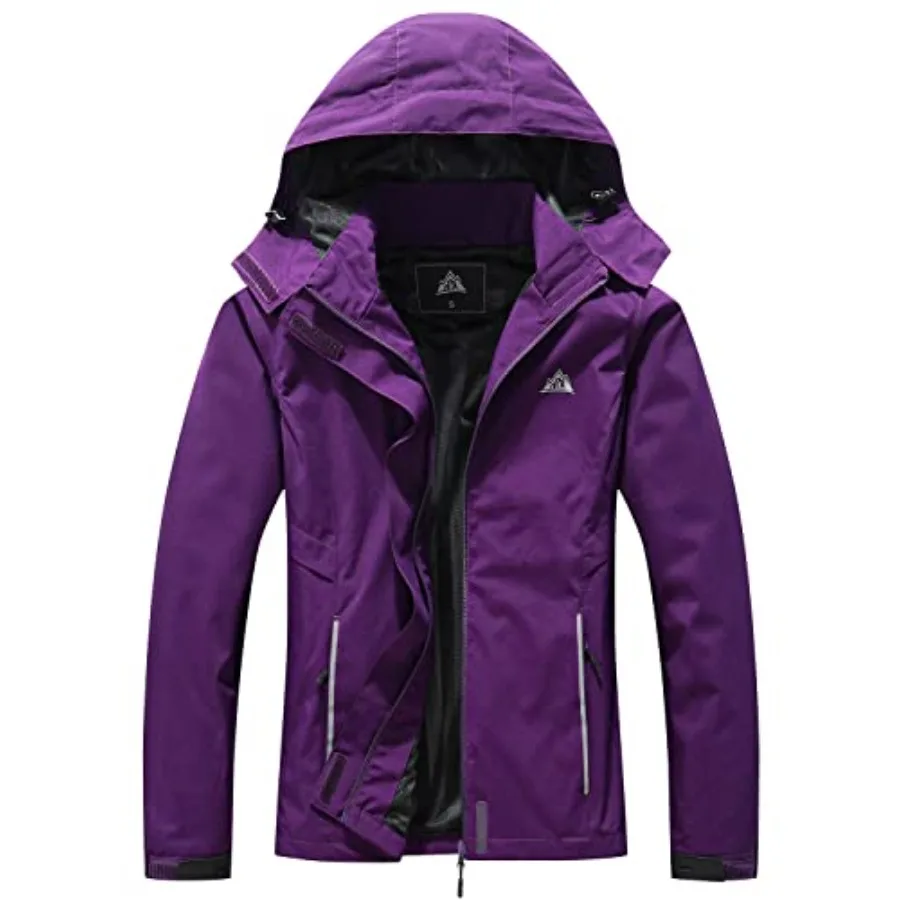 

MOERDENG Women's Waterproof Rain Jacket Lightweight Raincoat Hooded Hiking Jacket Softshell Windbreaker