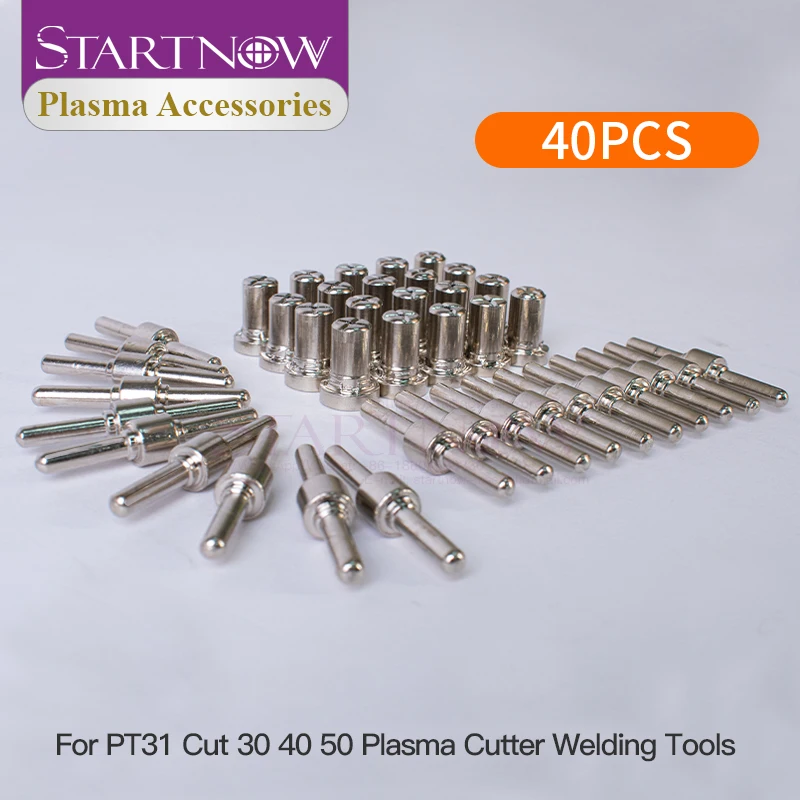 Startnow 40PCS PT-31 Plasma Nozzle Electrode For LG-40 Plasma Cutter guide kits Extended Toch Tips Plasma Welding Machine Parts