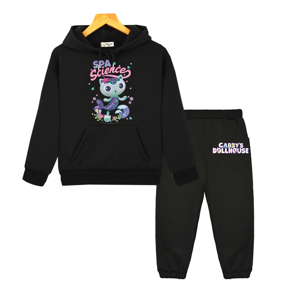 

Gabby's Dollhouse Autumn boy girl Hooded Sets kids boutique clothes 2pcs Tops+pants Jacket Fleece sweatshirt Print Anime hoodie