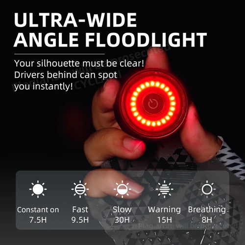 Imagen 2 del producto CYCLAMI-luz trasera de bicicleta con detección inteligente, seguimiento GPS, luces traseras de bicicleta de montaña y carretera, carga tipo C, accesorios para ciclismo