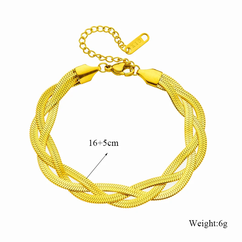 316L Stainless Steel Crossover Snake Chain Necklace and Bracelets Set