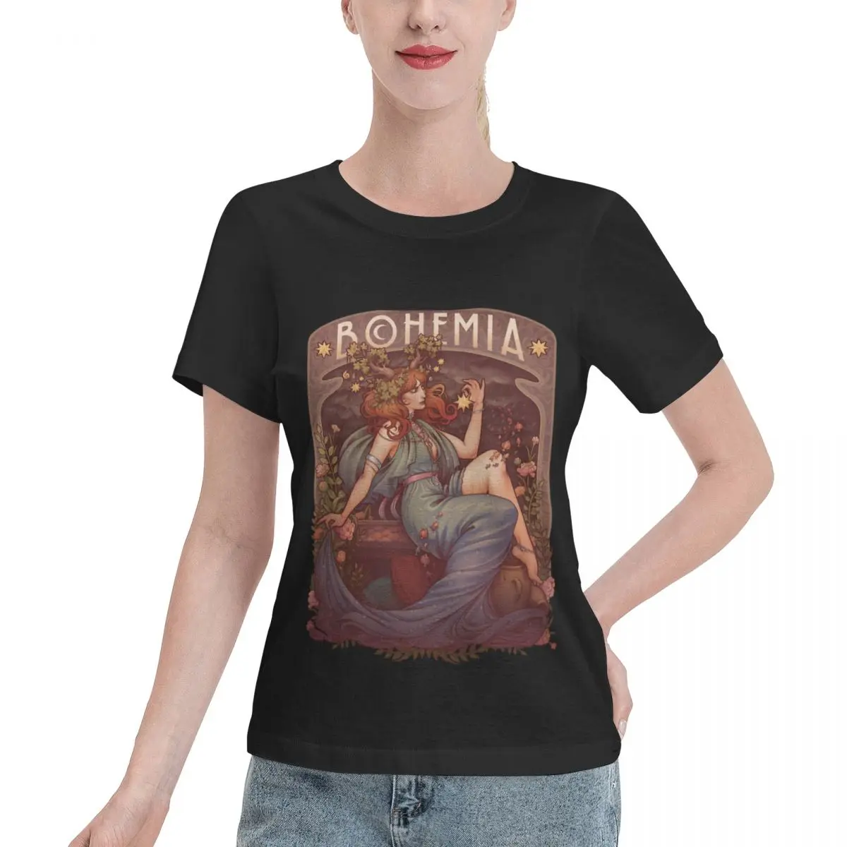 Trending Now Art Nouveau BOHEMIA Women's T-shirt Luxury Minimalist Tshirt