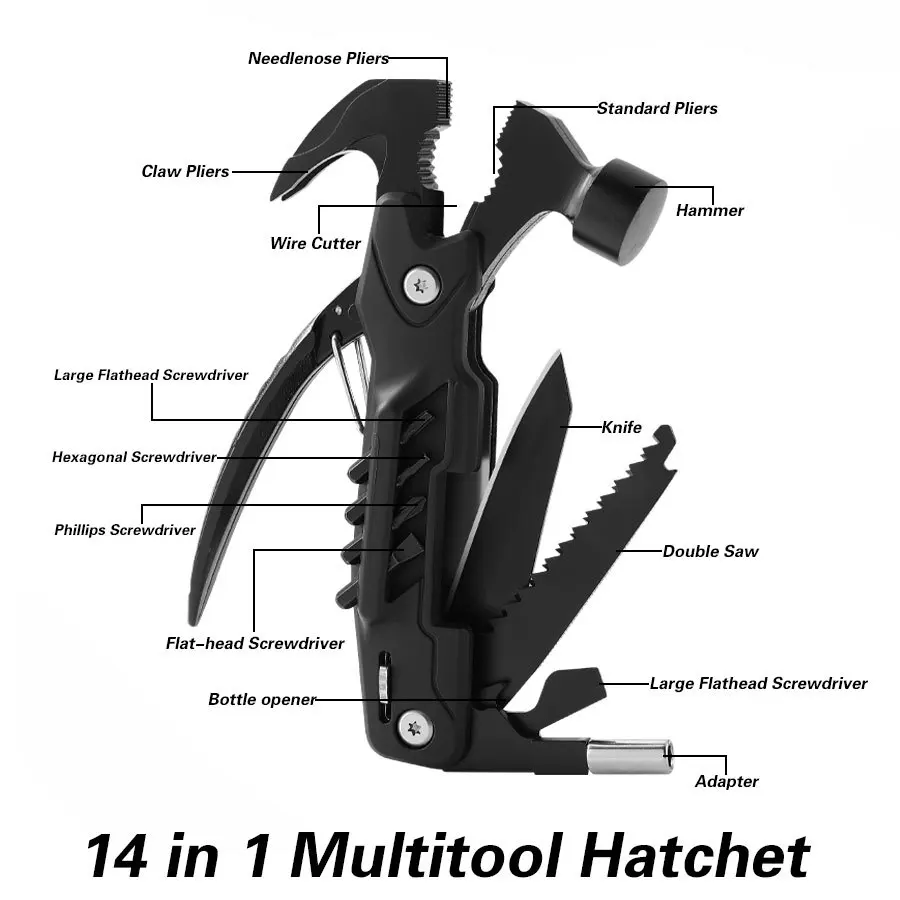 

Мультитул-молоток, снаряжение для выживания на открытом воздухе, инструмент для удаления ногтей палатки для кемпинга, охоты, пешего туризма, аксессуары, инструмент для аварийной эвакуации автомобиля