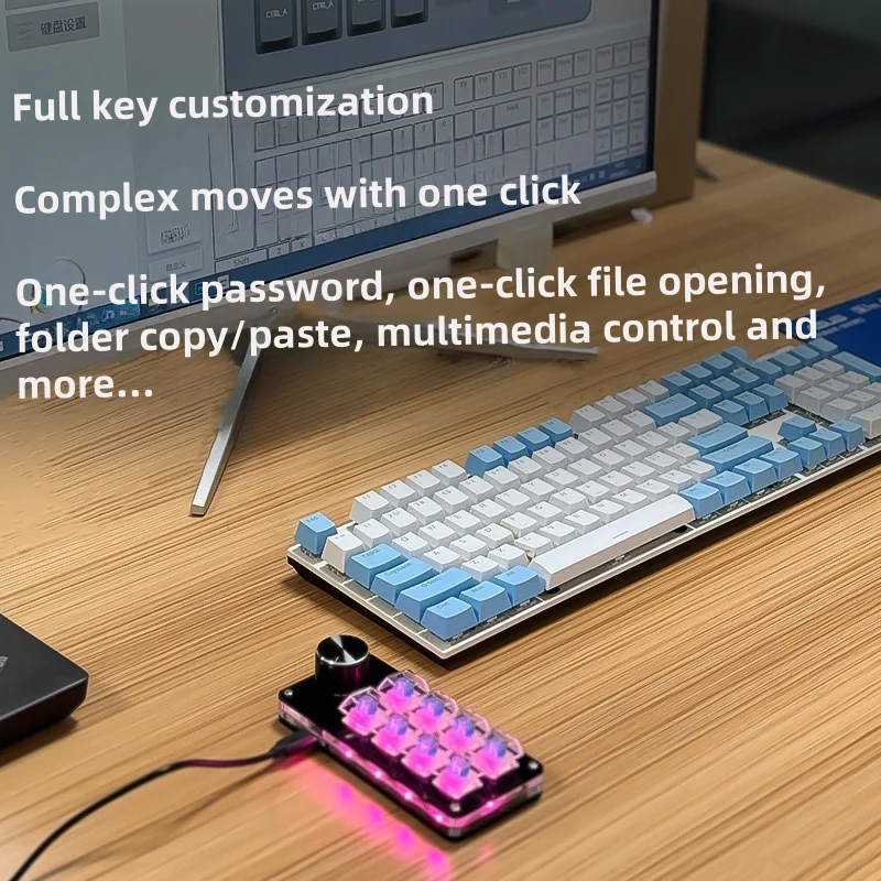 

Programming Macro Custom 2 Knob Bluetooth Keyboard RGB 12 Key Copy Paste Mini Button Gaming Keypad Mechanical Hotswap Macropad